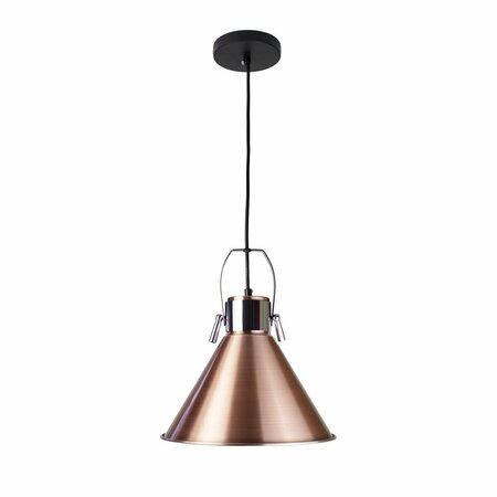 BRILLIANTBULB 12 x 11 in. Yatzil 1-Light Bronze Cone Pendant with Chrome Elements BR3589319